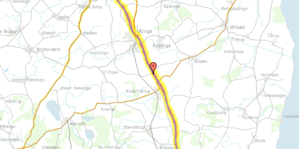 Trafikstøjkort på Rudmevej 165, 5750 Ringe
