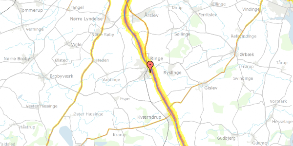 Trafikstøjkort på Svendborgvej 17, 5750 Ringe
