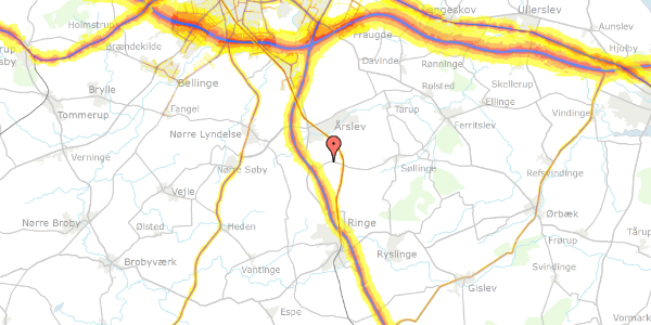 Trafikstøjkort på Sdr. Højrupvejen 16, 5750 Ringe