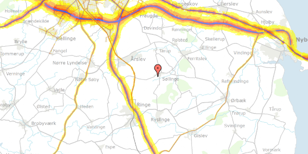 Trafikstøjkort på Sdr. Højrupvejen 69, 5750 Ringe