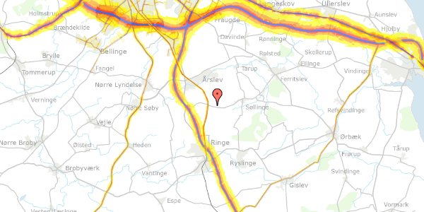 Trafikstøjkort på Sdr. Højrupvejen 80, 5750 Ringe
