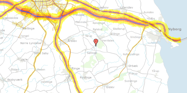 Trafikstøjkort på Sdr. Højrupvejen 144, 5750 Ringe