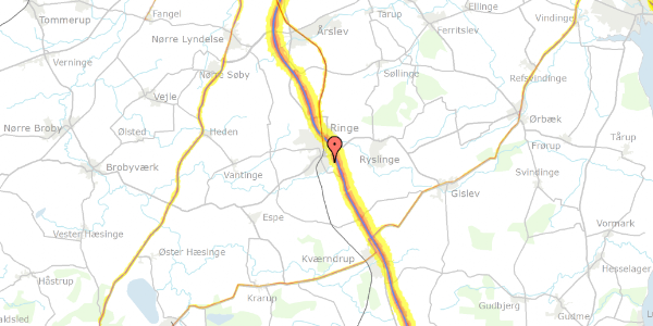 Trafikstøjkort på Tingagervej 5, 5750 Ringe