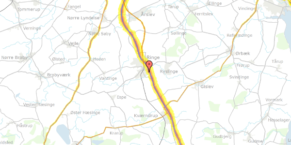 Trafikstøjkort på Tingagervej 8, 5750 Ringe