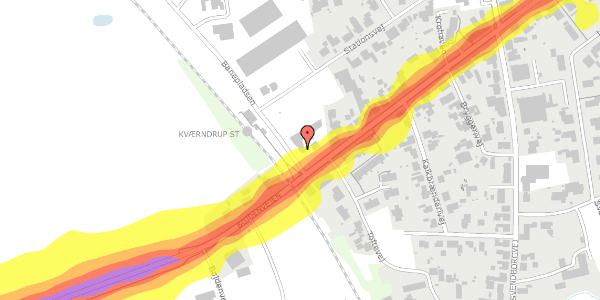 Trafikstøjkort på Banepladsen 1, 5772 Kværndrup