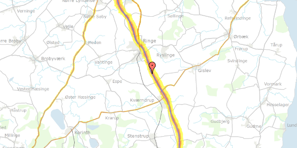 Trafikstøjkort på Hedevej 6, 5750 Ringe