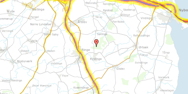 Trafikstøjkort på Nørremarksgyden 5, 5856 Ryslinge