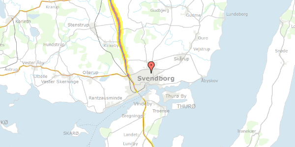 Trafikstøjkort på Avernakøvej 12, 5700 Svendborg