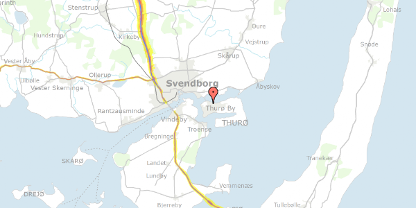 Trafikstøjkort på Baunevej 8, 5700 Svendborg