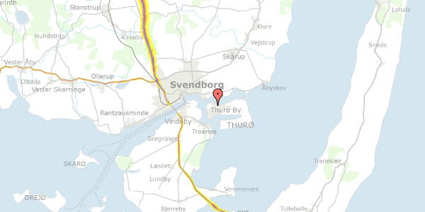 Trafikstøjkort på Baunevej 17, 5700 Svendborg