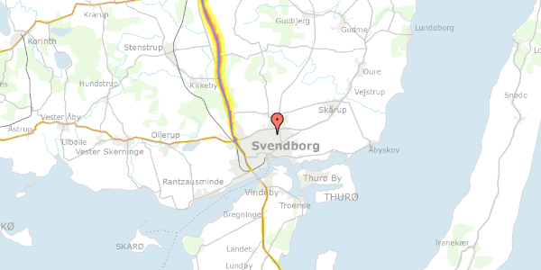 Trafikstøjkort på Bjørnøvej 17, 5700 Svendborg