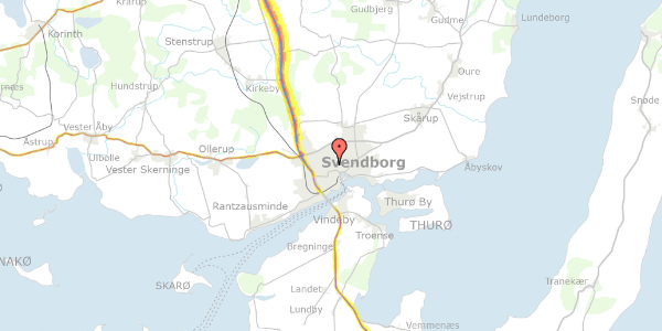 Trafikstøjkort på Bregnegårdsparken 54, 5700 Svendborg