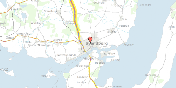 Trafikstøjkort på Bregnegårdsparken 76, 5700 Svendborg