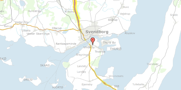 Trafikstøjkort på Bregningevej 54, 5700 Svendborg