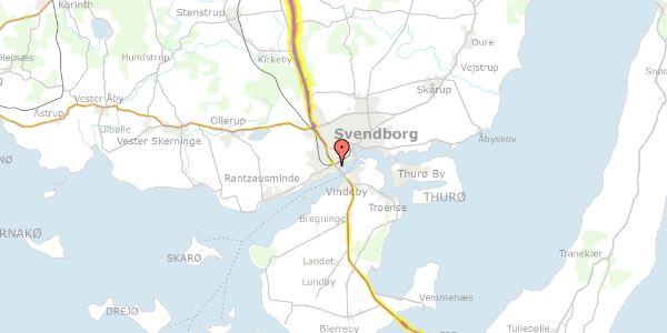 Trafikstøjkort på Brydegårdsvej 6, 5700 Svendborg