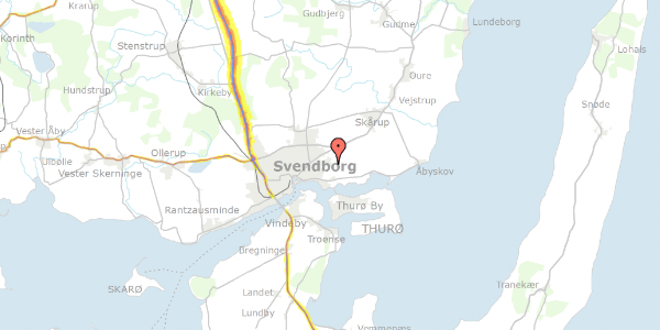 Trafikstøjkort på Bærvænget 8, 5700 Svendborg
