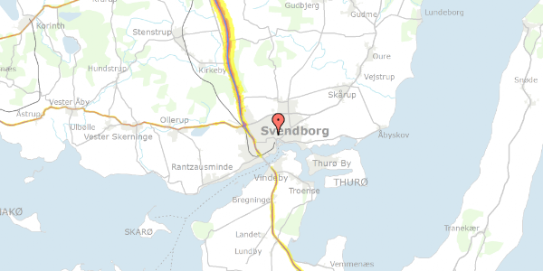 Trafikstøjkort på Dronningholmsvej 34, 1. th, 5700 Svendborg