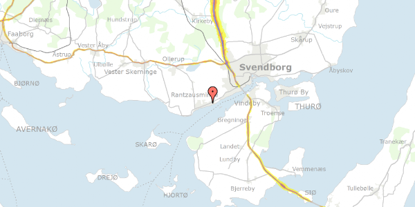 Trafikstøjkort på Efterskolevej 6, 5700 Svendborg