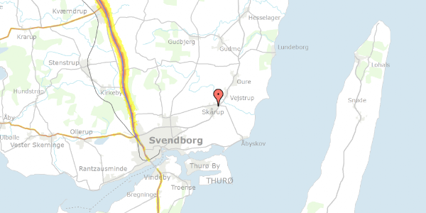 Trafikstøjkort på Emil Rostrups Vej 24, 5881 Skårup Fyn