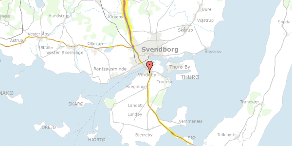 Trafikstøjkort på Erantisvej 1, 5700 Svendborg