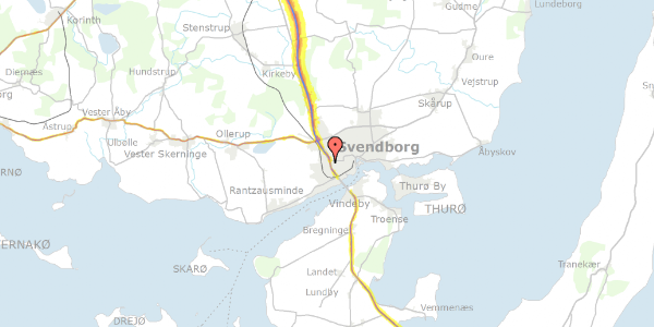 Trafikstøjkort på Grundtvigsvej 11, 5700 Svendborg