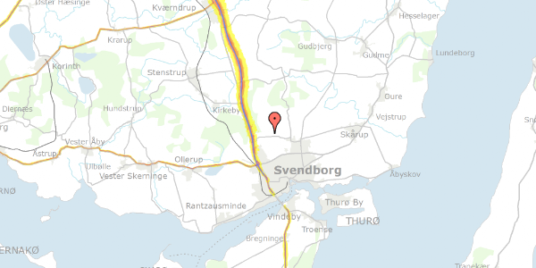Trafikstøjkort på Heldagergårdsvej 7, 5700 Svendborg