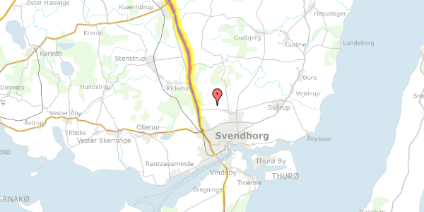 Trafikstøjkort på Heldagergårdsvej 19, 5700 Svendborg