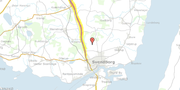 Trafikstøjkort på Heldagergårdsvej 35A, 5700 Svendborg