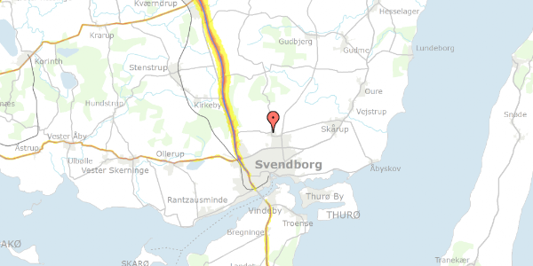 Trafikstøjkort på Heldagervej 47, 5700 Svendborg