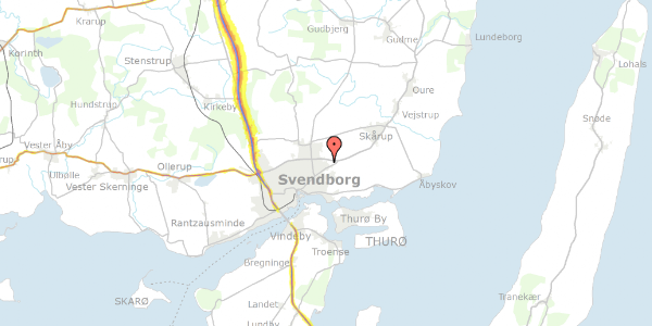 Trafikstøjkort på Hvidkløvervej 14, 5700 Svendborg