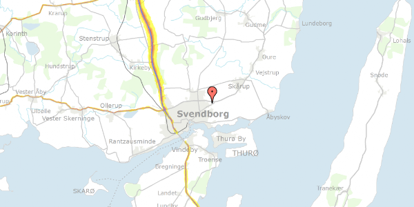 Trafikstøjkort på Hvidkløvervej 18, 5700 Svendborg