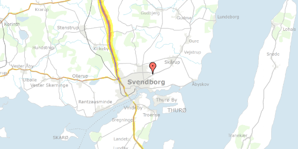 Trafikstøjkort på Hvidkløvervej 28, 5700 Svendborg
