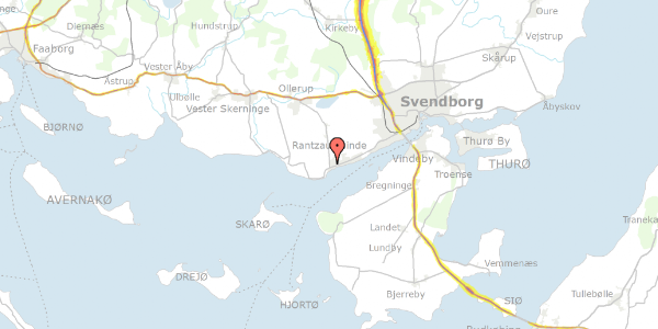 Trafikstøjkort på Højensvej 21, 5700 Svendborg