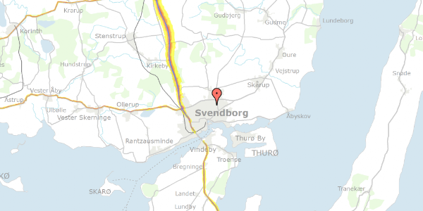 Trafikstøjkort på Illumøvej 13, 5700 Svendborg