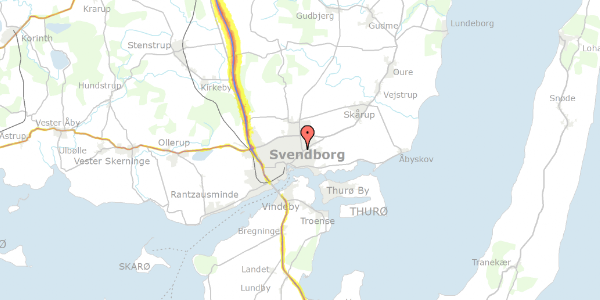 Trafikstøjkort på Kobberbæksvej 29, st. th, 5700 Svendborg