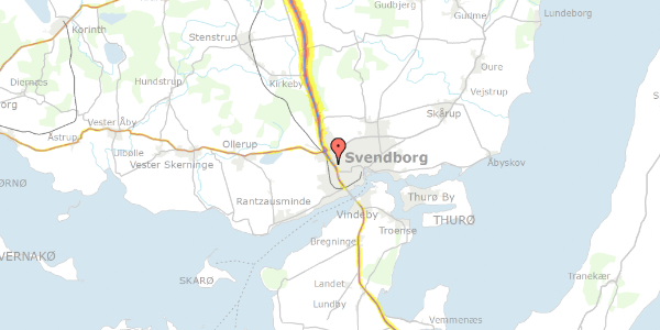 Trafikstøjkort på Kristian Erslevs Vej 4, 5700 Svendborg