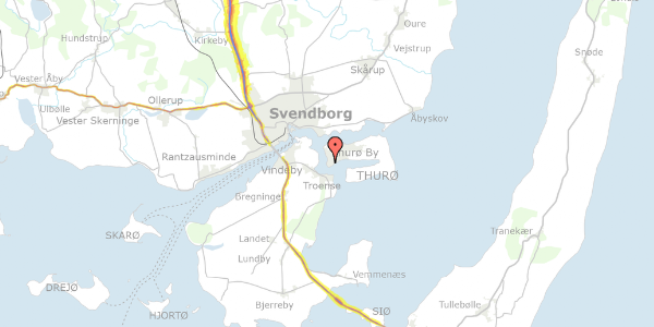 Trafikstøjkort på Kukkervænget 34, 5700 Svendborg