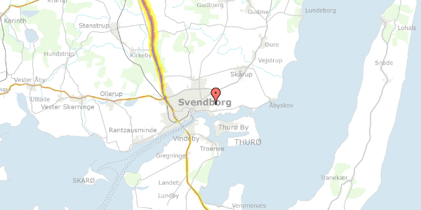 Trafikstøjkort på Kæret 10, 5700 Svendborg