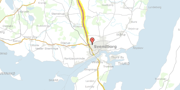 Trafikstøjkort på Lundtoftevej 1A, 5700 Svendborg