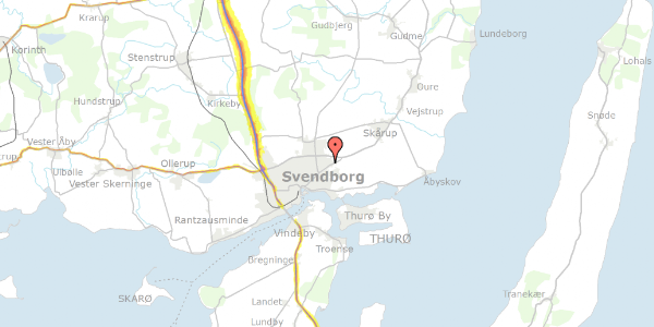 Trafikstøjkort på Lupinvænget 9, 5700 Svendborg