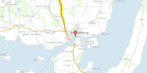 Trafikstøjkort på Møllergade 5D, 5700 Svendborg