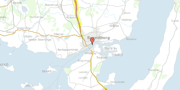 Trafikstøjkort på Niels Juels Vej 36, 5700 Svendborg