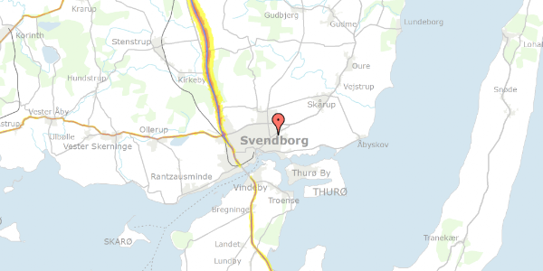 Trafikstøjkort på Odinsvej 3, 5700 Svendborg
