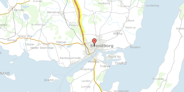 Trafikstøjkort på Pengekrogen 2, 5700 Svendborg
