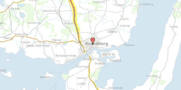 Trafikstøjkort på Reberbanen 2, 5700 Svendborg