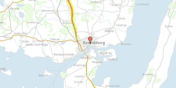 Trafikstøjkort på Reberbanen 5, 5700 Svendborg