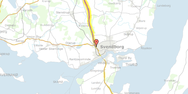 Trafikstøjkort på Ryttervej 2, 5700 Svendborg