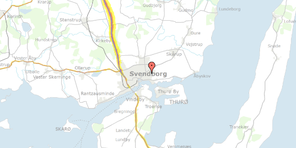 Trafikstøjkort på Sanddalsvej 13, 5700 Svendborg