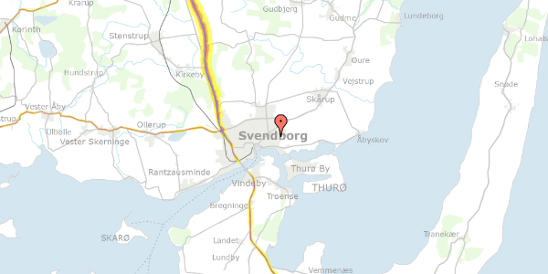 Trafikstøjkort på Sanddalsvænget 12, 5700 Svendborg