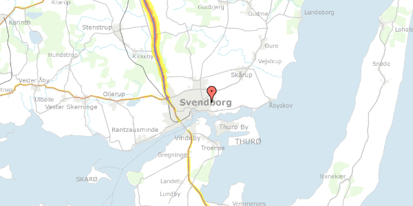 Trafikstøjkort på Sanddalsvænget 16, 5700 Svendborg